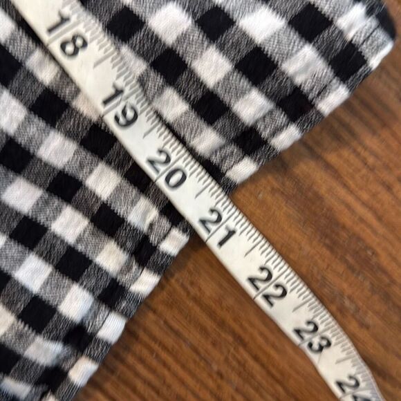 Who What Wear black linen gingham puff sleeve cropped blouse  large - Picture 8 of 10